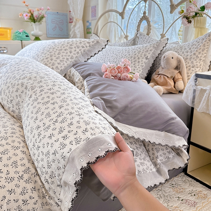 91家纺网 家纺一手货源 找家纺 莉莉安家纺 2026新款古法水洗云感棉印花四件套 古法-蝶影