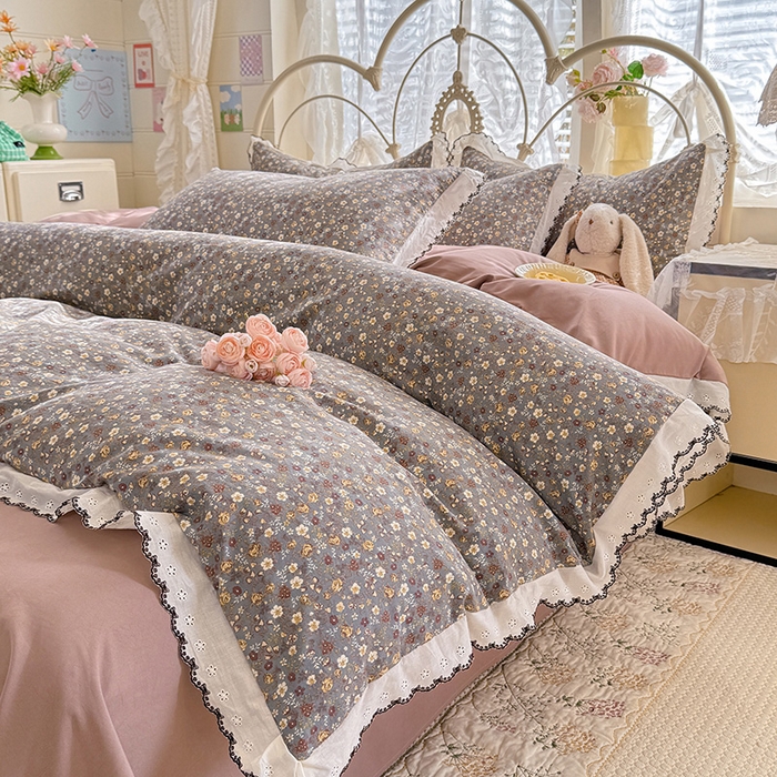 91家纺网 家纺一手货源 找家纺 莉莉安家纺 2026新款古法水洗云感棉印花四件套 古法-花甸