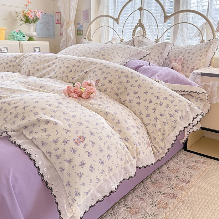 91家纺网 家纺一手货源 找家纺 莉莉安家纺 2026新款古法水洗云感棉印花四件套 古法-花田兔