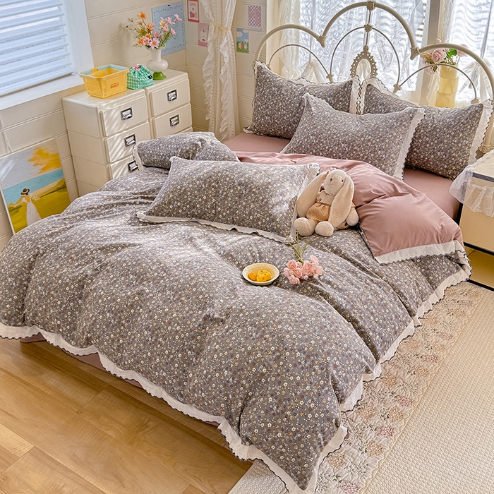 91家纺网 家纺一手货源 找家纺 莉莉安家纺 2026新款古法水洗云感棉印花四件套 古法-花甸