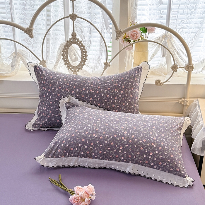 91家纺网 家纺一手货源 找家纺 莉莉安家纺 2026新款古法水洗云感棉印花四件套 古法-紫藤漫想