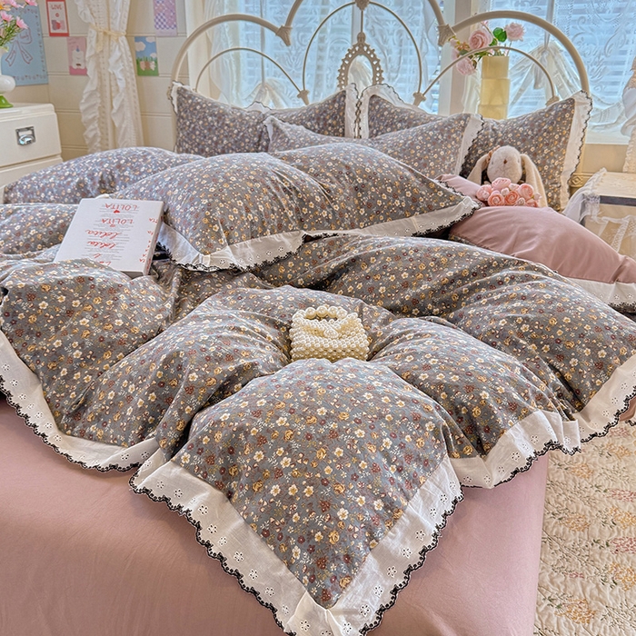 91家纺网 家纺一手货源 找家纺 莉莉安家纺 2026新款古法水洗云感棉印花四件套 古法-花甸