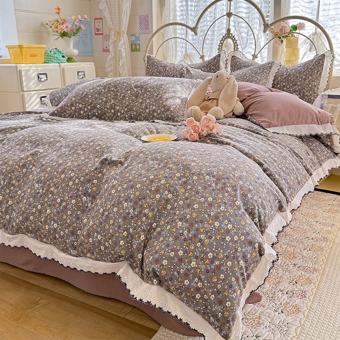 91家纺网 家纺一手货源 找家纺 莉莉安家纺 2026新款古法水洗云感棉印花四件套 古法-花甸