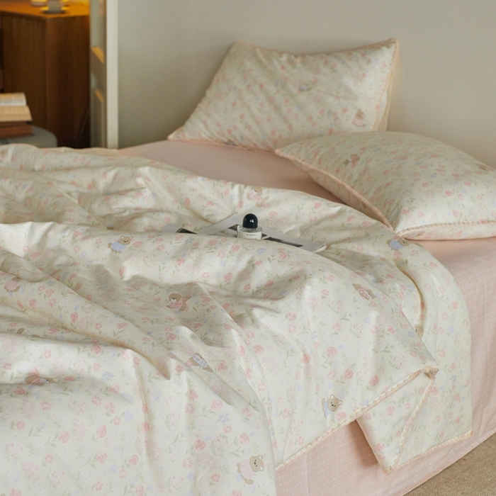 91家纺网 家纺一手货源 找家纺 暖阳 2026新款全棉贝壳边棉花夏被夏凉被空调被 花丛萌宠