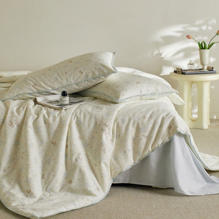 91家纺网 家纺一手货源 找家纺 暖阳 2026新款全棉贝壳边棉花夏被夏凉被空调被 小鹿班比