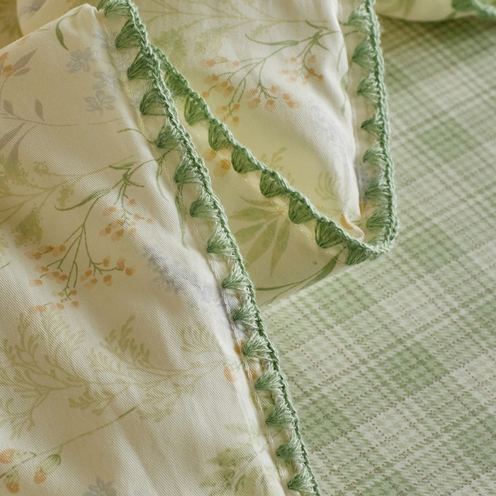 91家纺网 家纺一手货源 找家纺 暖阳 2026新款全棉贝壳边棉花夏被夏凉被空调被 绿草盈盈