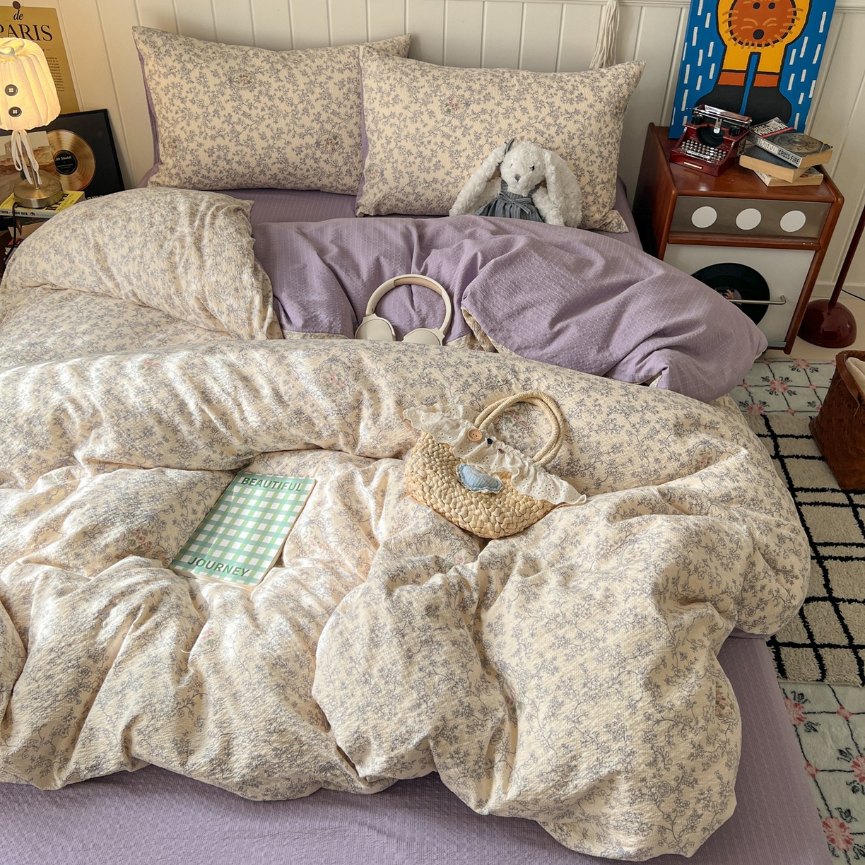 91家纺网 家纺一手货源 找家纺 水木坊 2026春夏新款高品质泡芙普通款四件套 蕾丝花匣