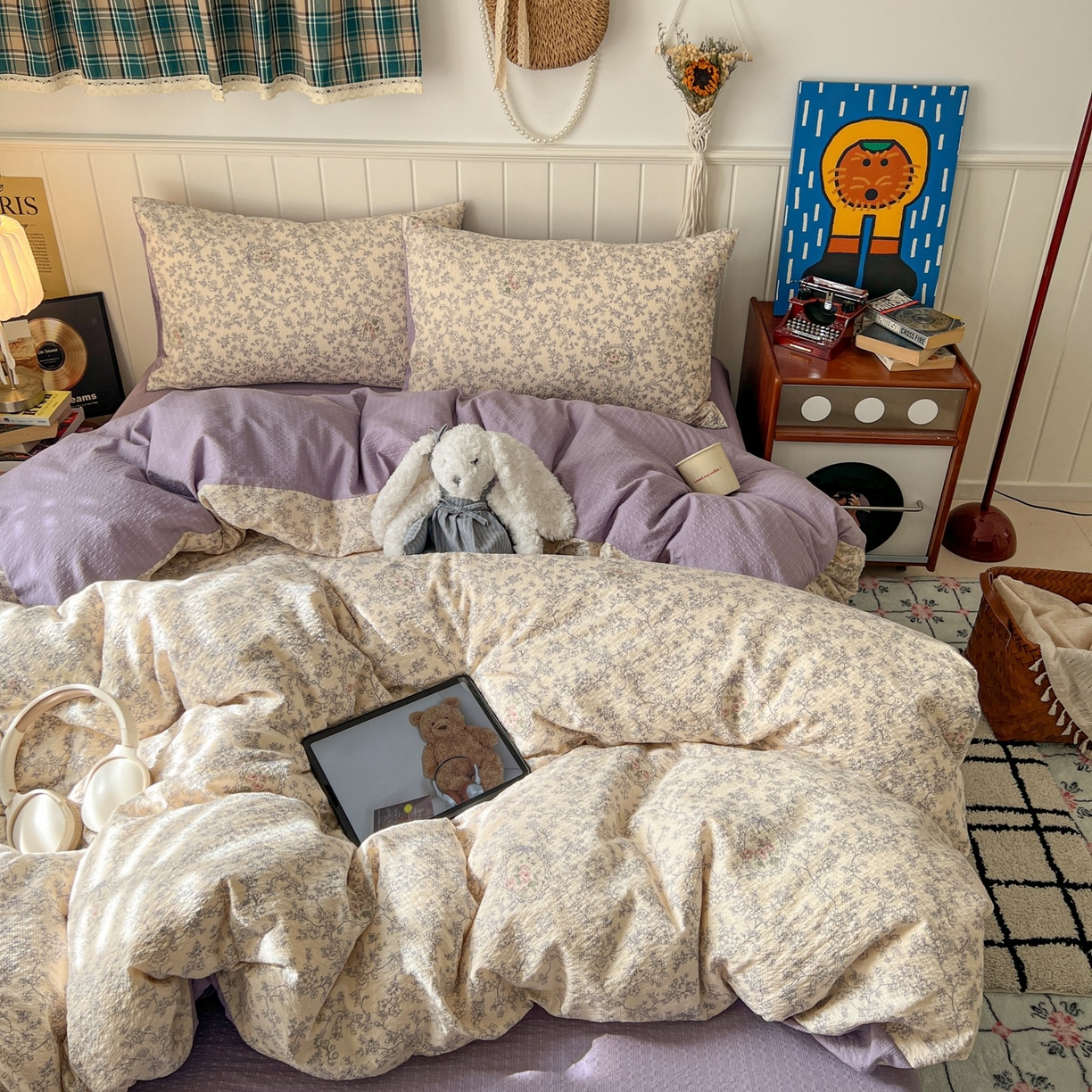 91家纺网 家纺一手货源 找家纺 水木坊 2026春夏新款高品质泡芙普通款四件套 蕾丝花匣