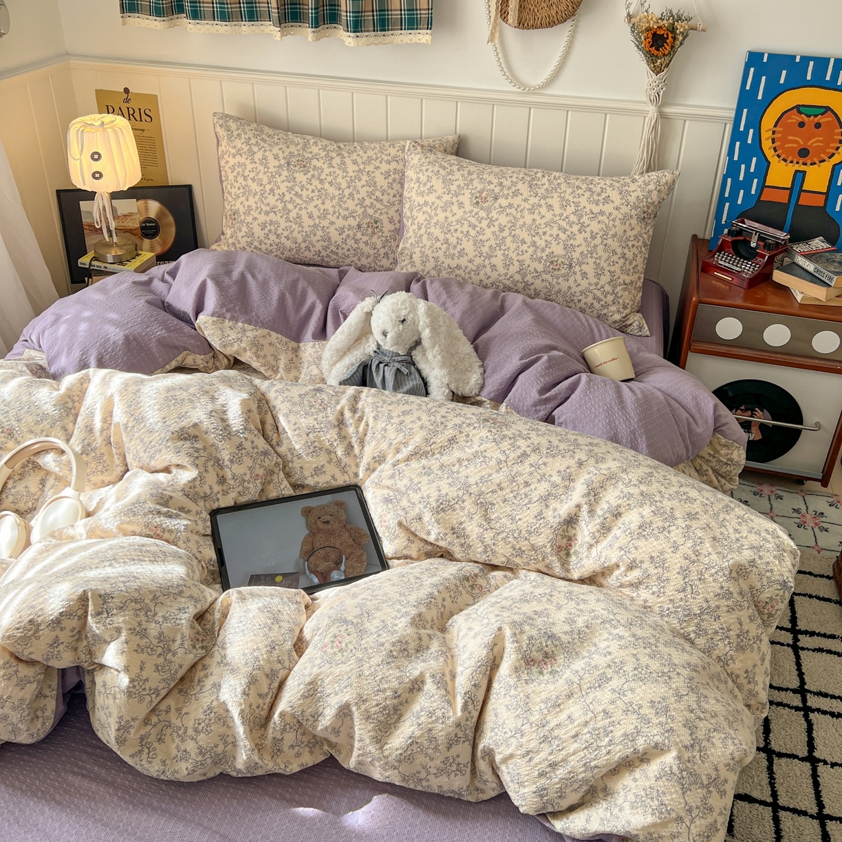 91家纺网 家纺一手货源 找家纺 水木坊 2026春夏新款高品质泡芙普通款四件套 蕾丝花匣