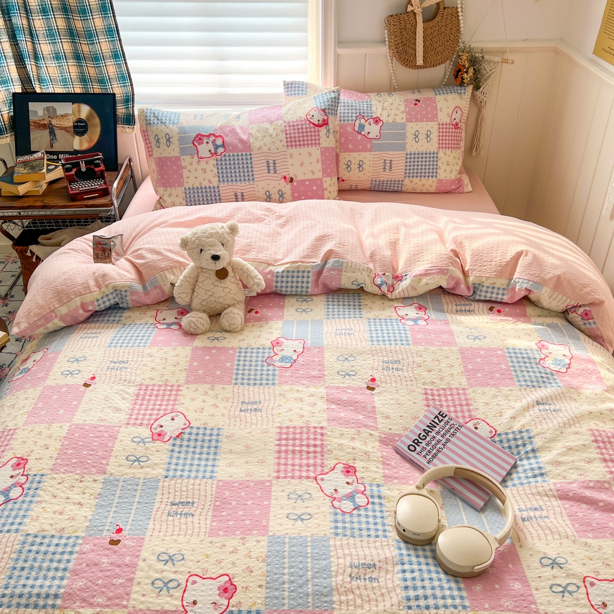 91家纺网 家纺一手货源 找家纺 水木坊 2026春夏新款高品质泡芙普通款四件套 甜喵块块