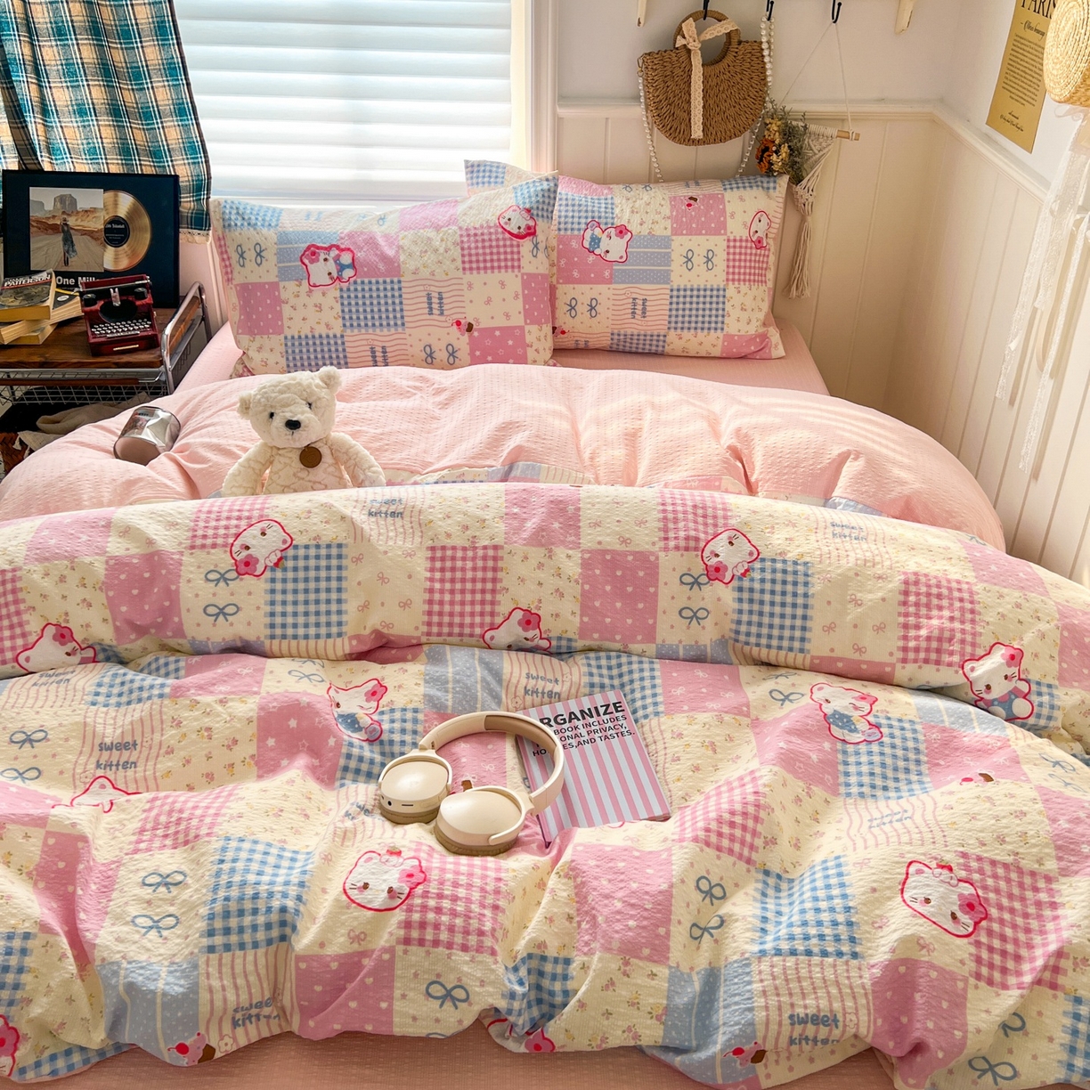 91家纺网 家纺一手货源 找家纺 水木坊 2026春夏新款高品质泡芙普通款四件套 甜喵块块