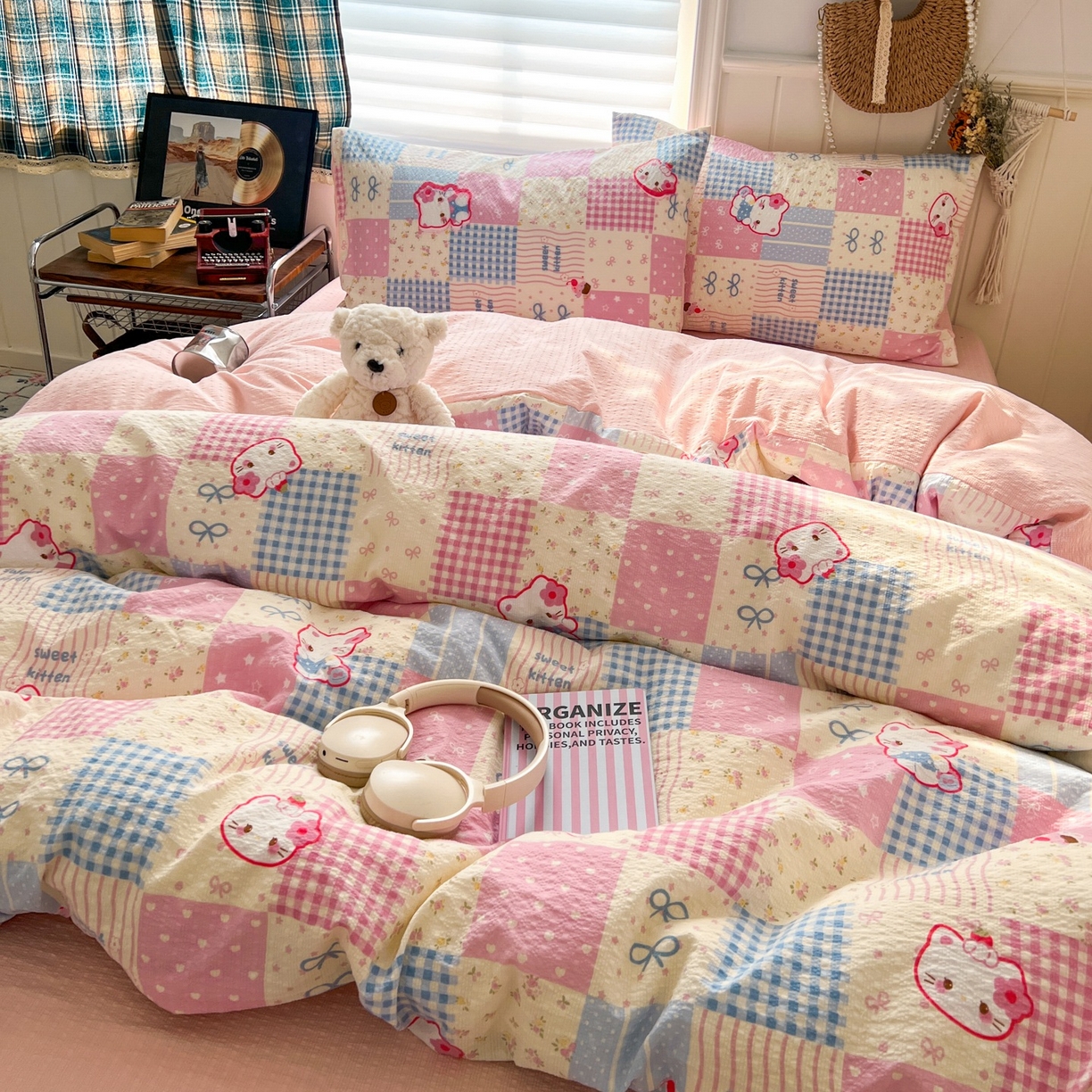 91家纺网 家纺一手货源 找家纺 水木坊 2026春夏新款高品质泡芙普通款四件套 甜喵块块