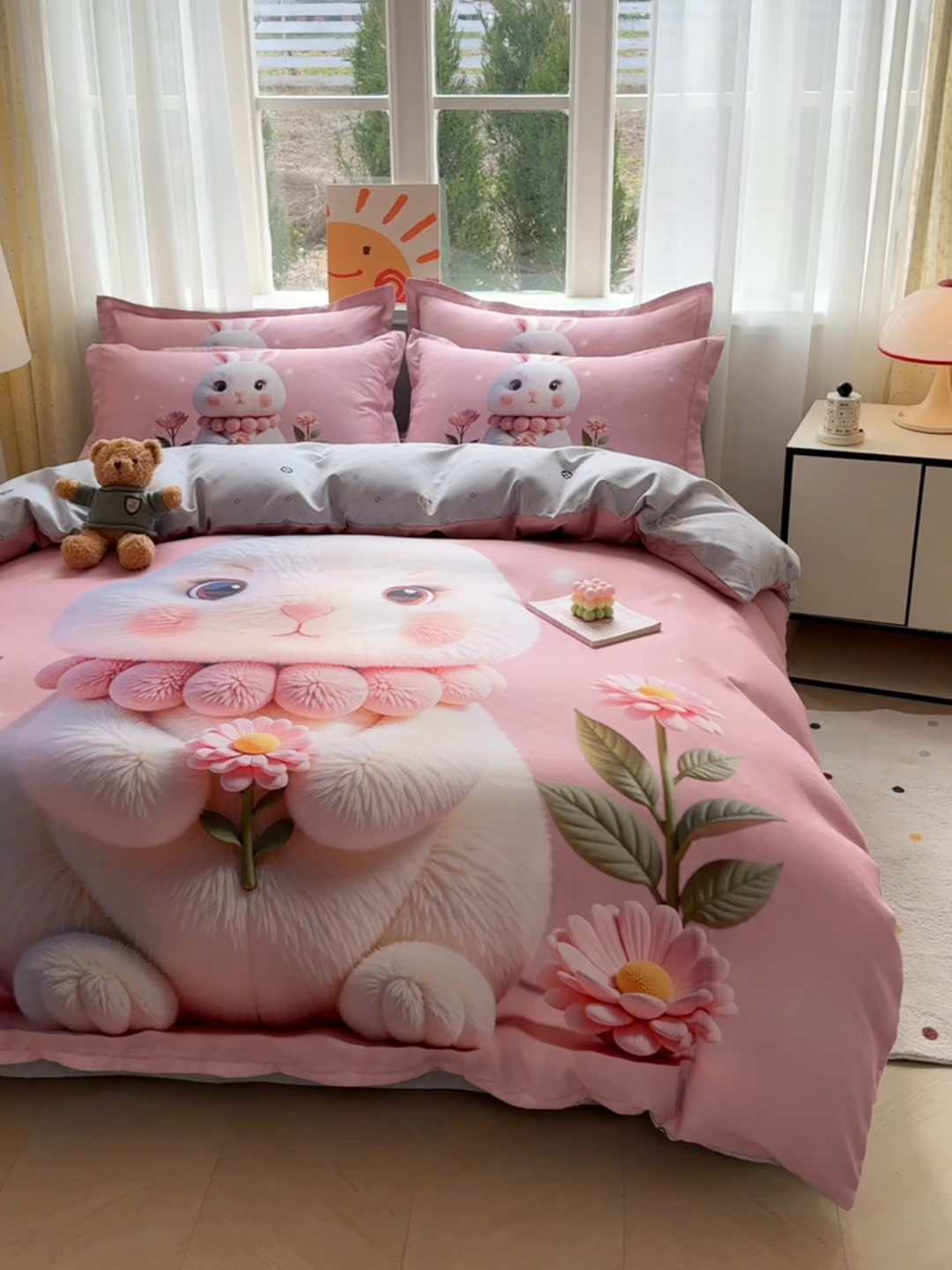 91家纺网 家纺一手货源 找家纺 （总）宝薇 2026春夏新款7D卡通加厚斜纹仿棉生态磨毛大版四件套