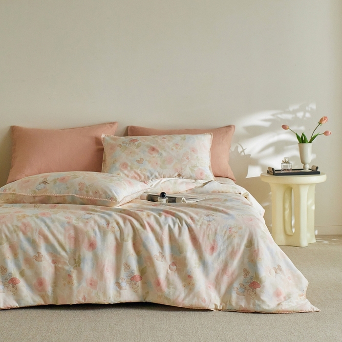 91家纺网 家纺一手货源 找家纺 暖阳 2026新款全棉贝壳边棉花夏被夏凉被空调被 斑斓兔