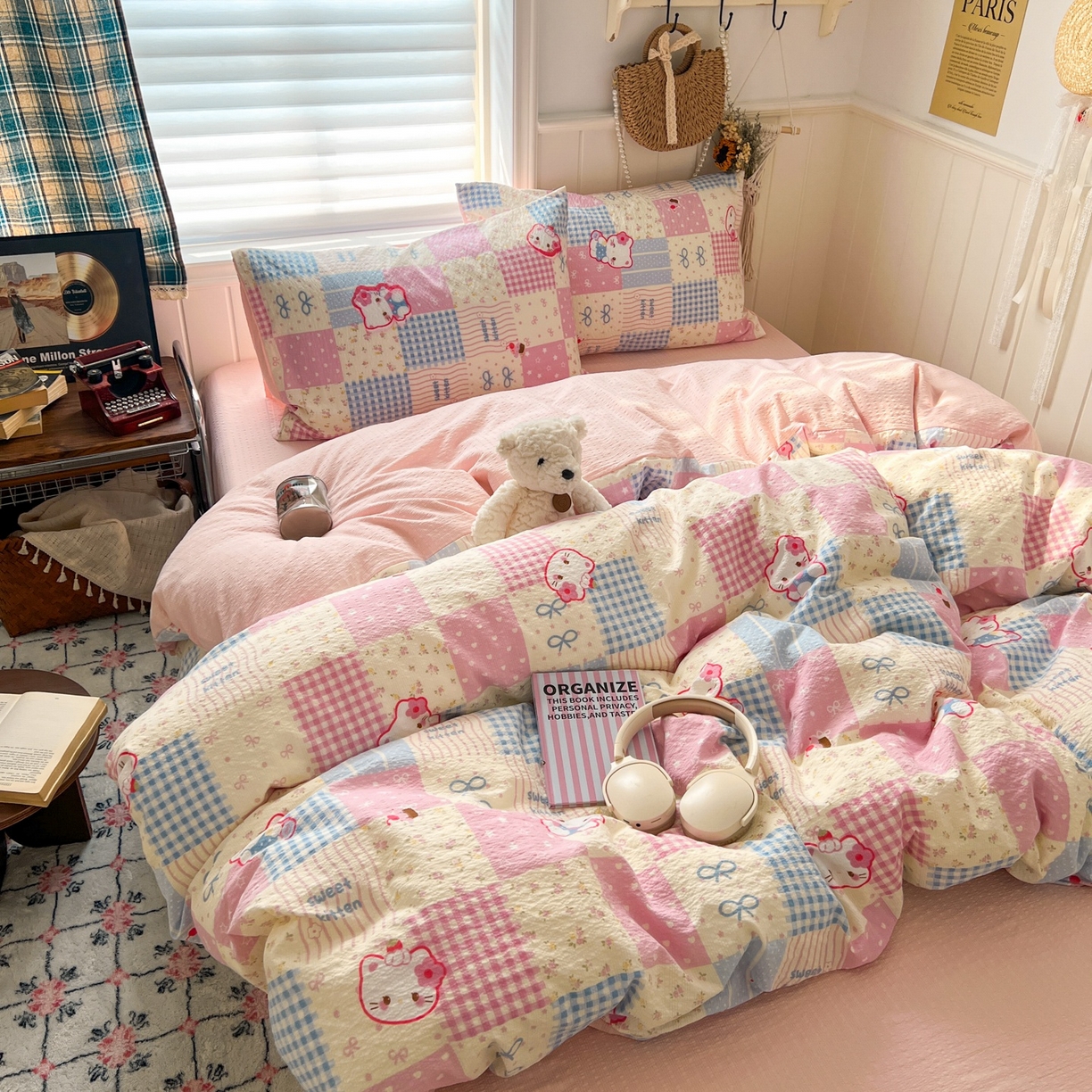 91家纺网 家纺一手货源 找家纺 水木坊 2026春夏新款高品质泡芙普通款四件套 甜喵块块