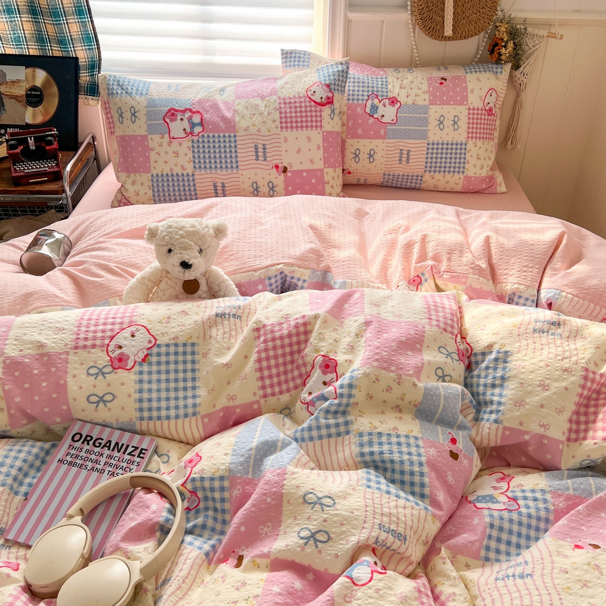 91家纺网 家纺一手货源 找家纺 水木坊 2026春夏新款高品质泡芙普通款四件套 甜喵块块