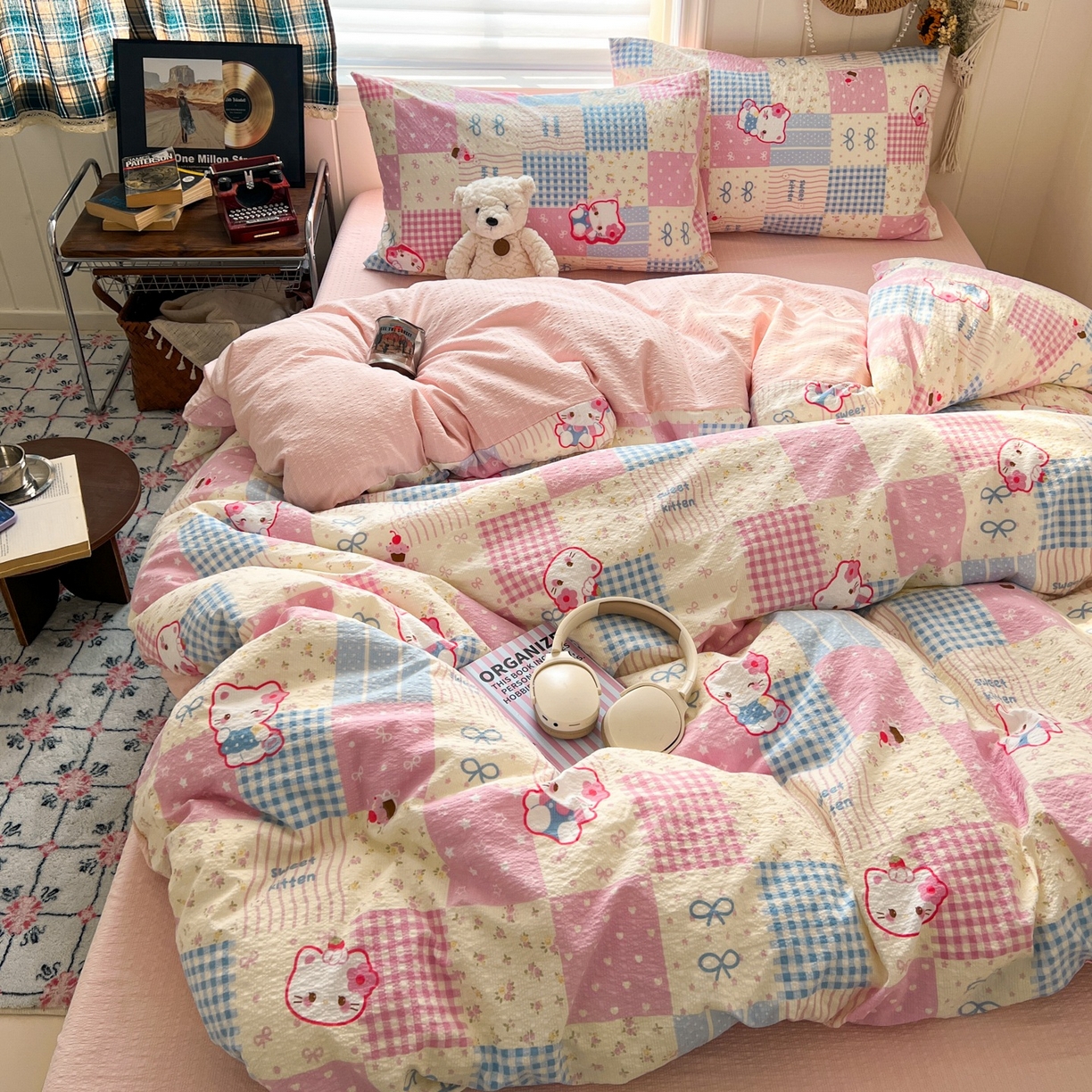 91家纺网 家纺一手货源 找家纺 水木坊 2026春夏新款高品质泡芙普通款四件套 甜喵块块