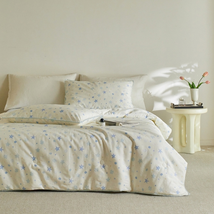 91家纺网 家纺一手货源 找家纺 暖阳 2026新款全棉贝壳边棉花夏被夏凉被空调被 海星贝壳