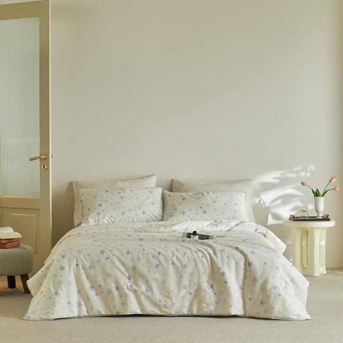 91家纺网 家纺一手货源 找家纺 暖阳 2026新款全棉贝壳边棉花夏被夏凉被空调被 海星贝壳