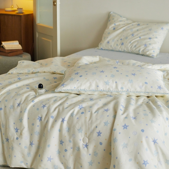 91家纺网 家纺一手货源 找家纺 暖阳 2026新款全棉贝壳边棉花夏被夏凉被空调被 海星贝壳