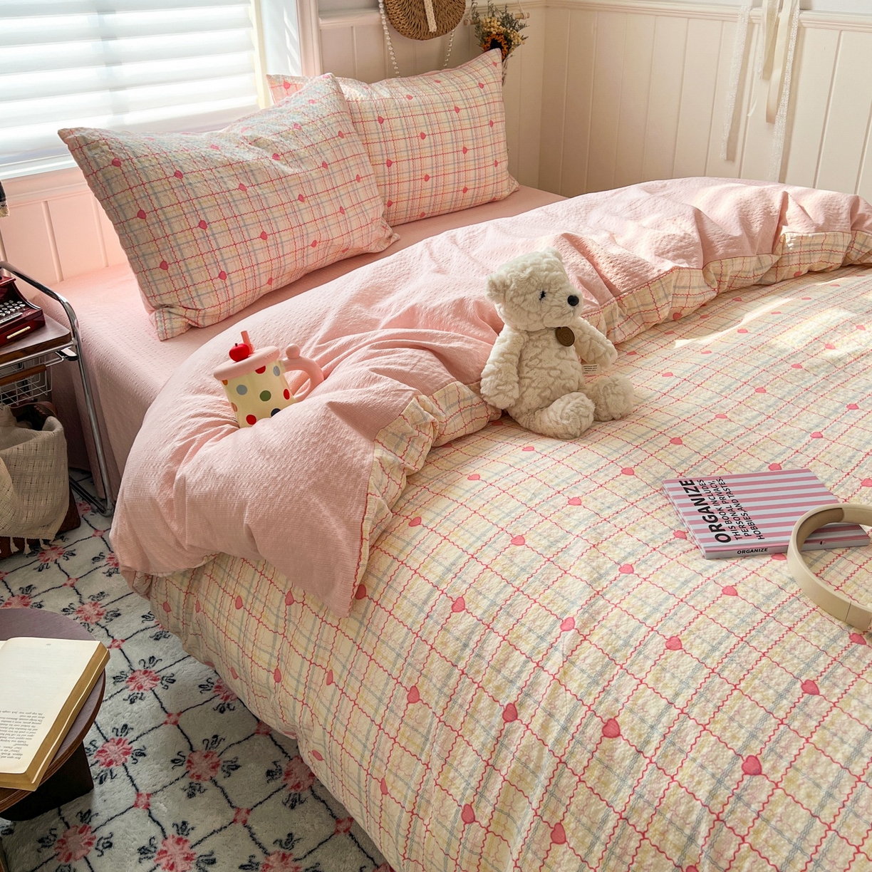 91家纺网 家纺一手货源 找家纺 水木坊 2026春夏新款高品质泡芙普通款四件套 格格心