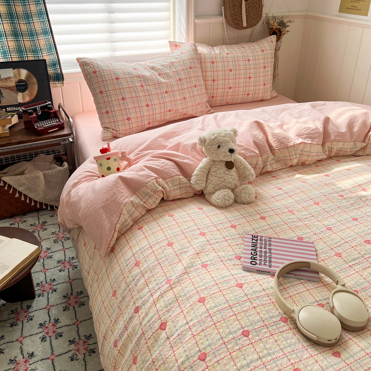 91家纺网 家纺一手货源 找家纺 水木坊 2026春夏新款高品质泡芙普通款四件套 格格心