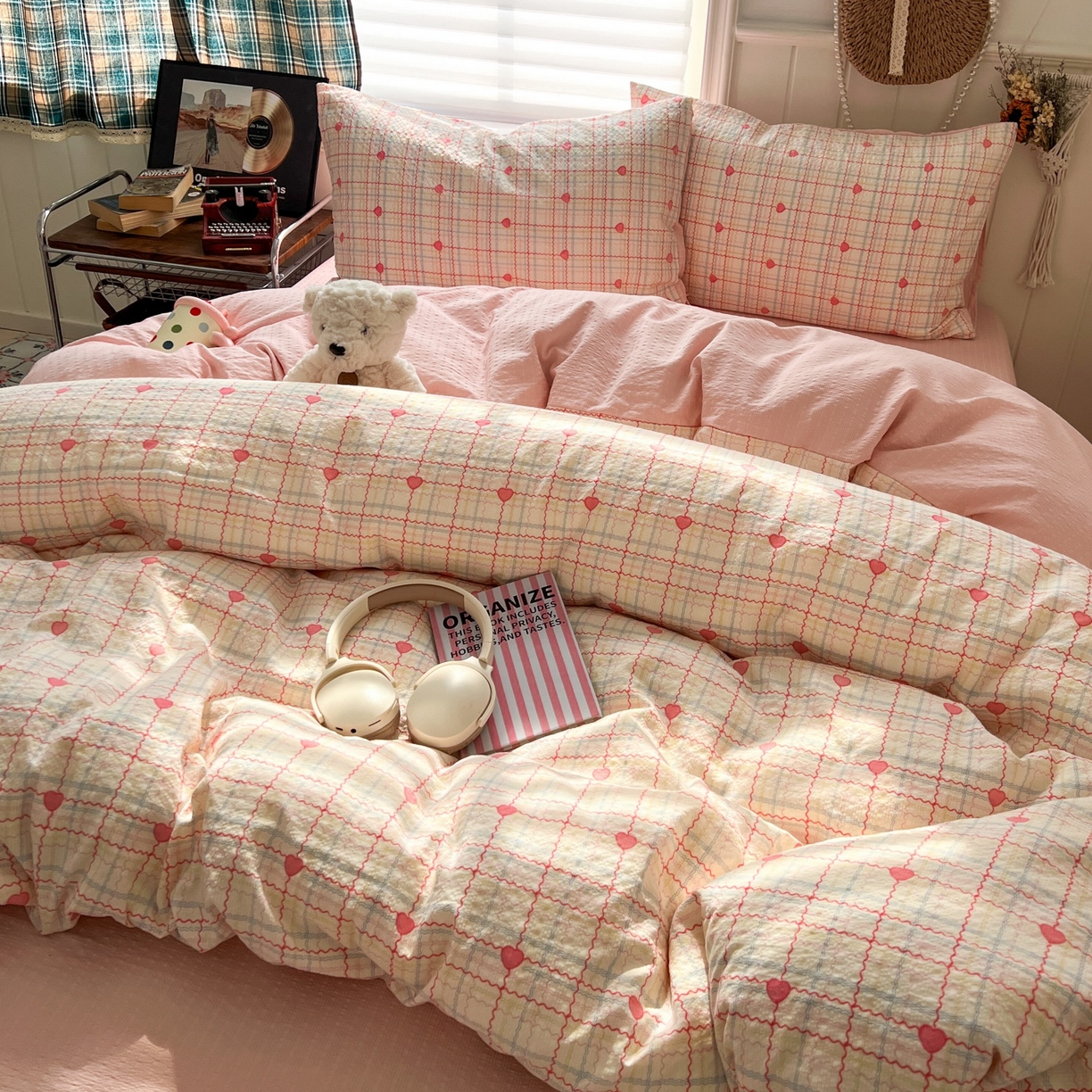 91家纺网 家纺一手货源 找家纺 水木坊 2026春夏新款高品质泡芙普通款四件套 格格心