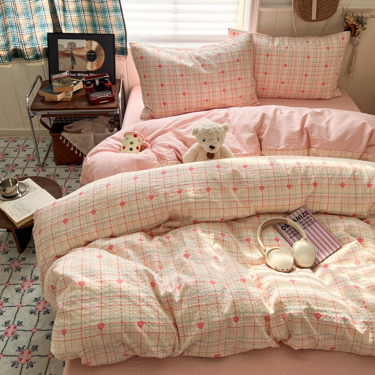 91家纺网 家纺一手货源 找家纺 水木坊 2026春夏新款高品质泡芙普通款四件套 格格心