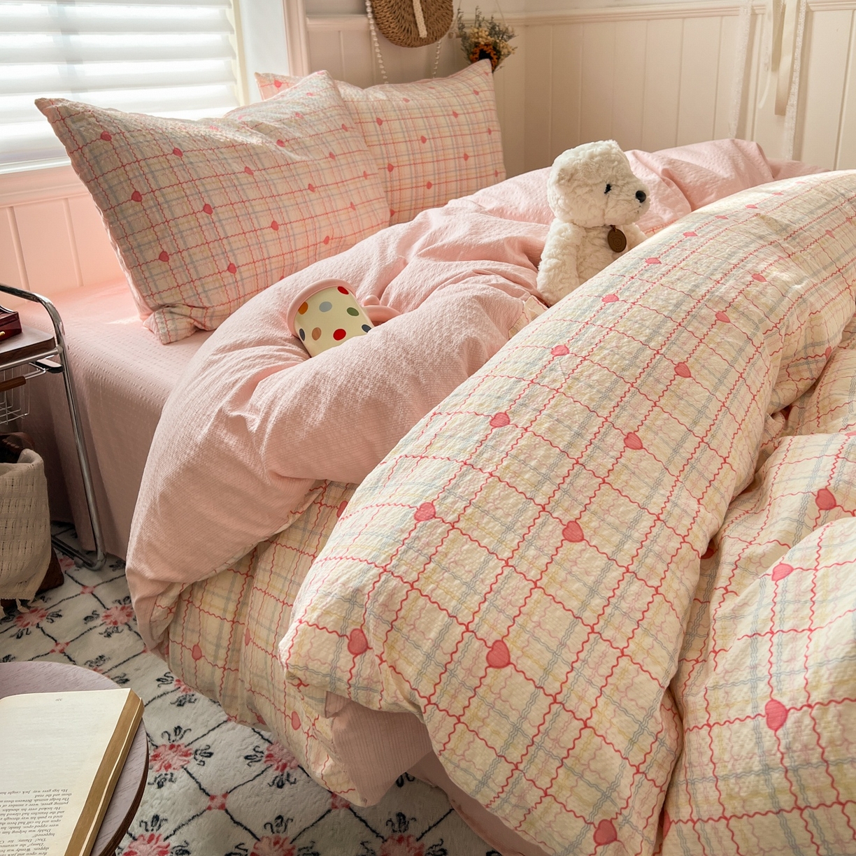 91家纺网 家纺一手货源 找家纺 水木坊 2026春夏新款高品质泡芙普通款四件套 格格心