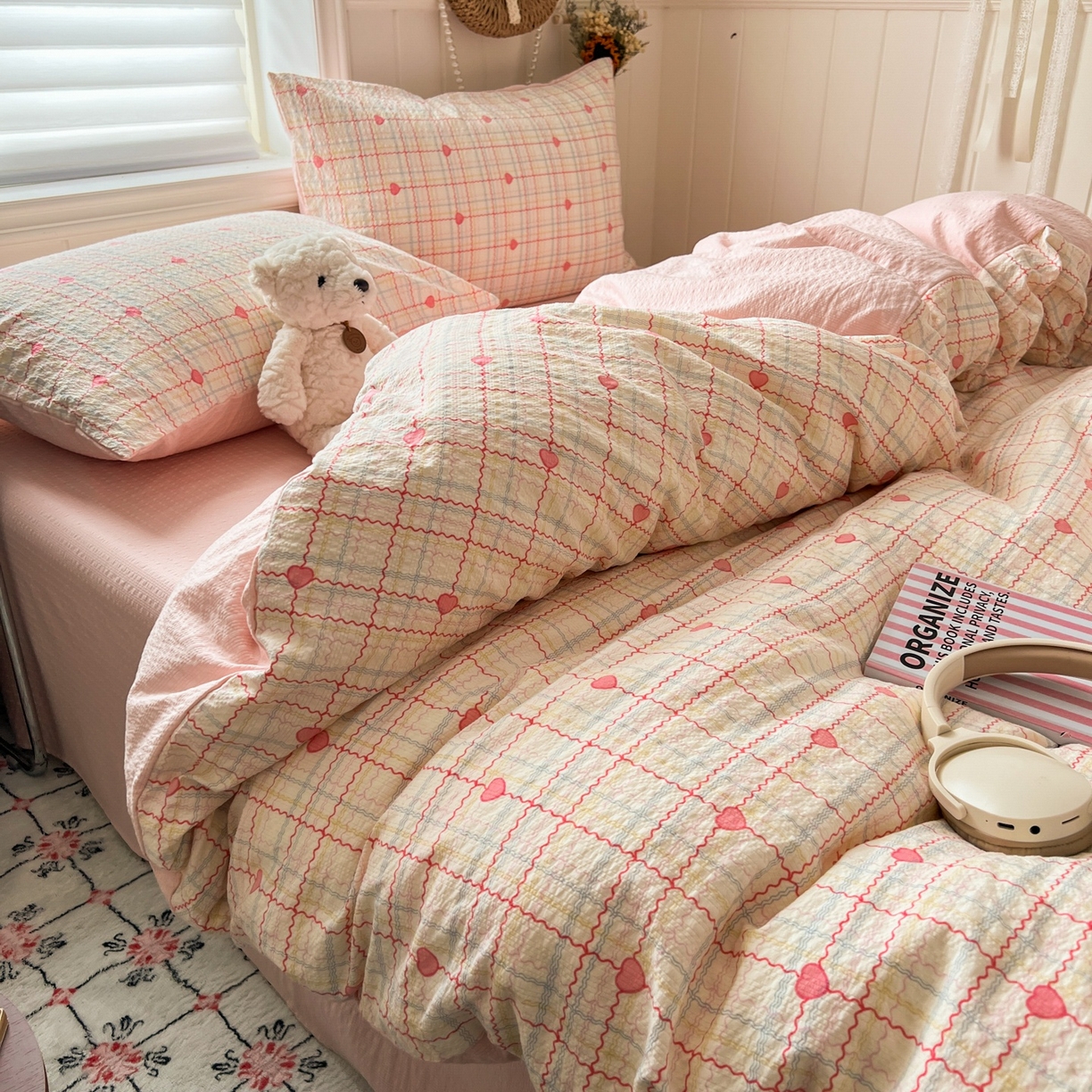 91家纺网 家纺一手货源 找家纺 水木坊 2026春夏新款高品质泡芙普通款四件套 格格心