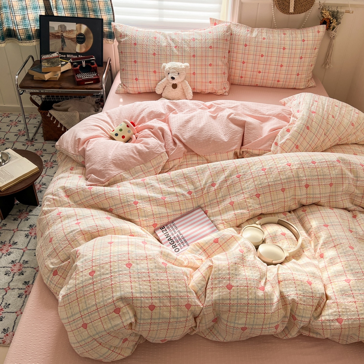 91家纺网 家纺一手货源 找家纺 水木坊 2026春夏新款高品质泡芙普通款四件套 格格心