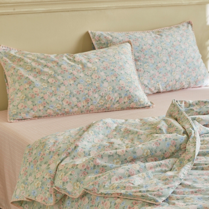 91家纺网 家纺一手货源 找家纺 暖阳 2026新款全棉贝壳边棉花夏被夏凉被空调被 柏林梦境绿