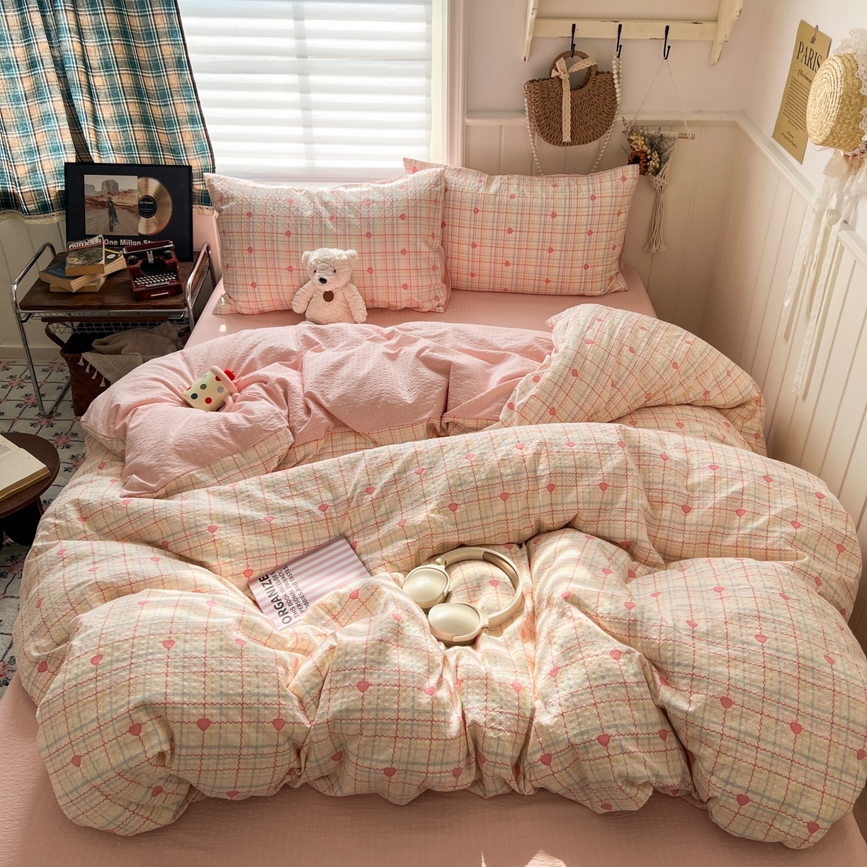 91家纺网 家纺一手货源 找家纺 水木坊 2026春夏新款高品质泡芙普通款四件套 格格心