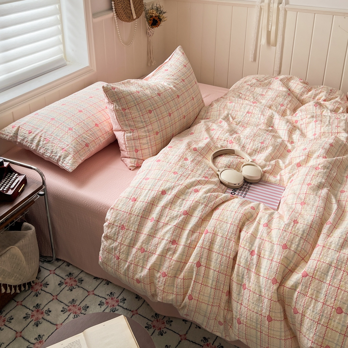 91家纺网 家纺一手货源 找家纺 水木坊 2026春夏新款高品质泡芙普通款四件套 格格心