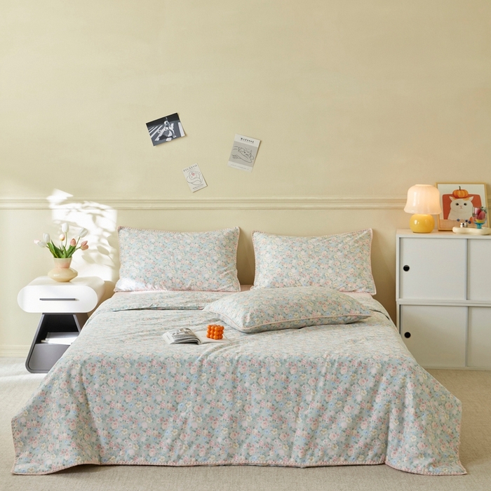 91家纺网 家纺一手货源 找家纺 暖阳 2026新款全棉贝壳边棉花夏被夏凉被空调被 柏林梦境绿