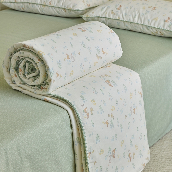 91家纺网 家纺一手货源 找家纺 暖阳 2026新款全棉贝壳边棉花夏被夏凉被空调被 春日奇迹