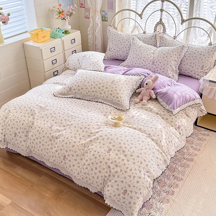 91家纺网 家纺一手货源 找家纺 莉莉安家纺 2026新款古法水洗云感棉印花单枕套 古法-花田兔