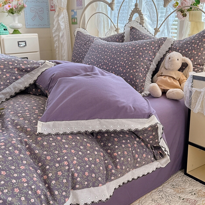 91家纺网 家纺一手货源 找家纺 莉莉安家纺 2026新款古法水洗云感棉印花单枕套 古法-紫藤漫想