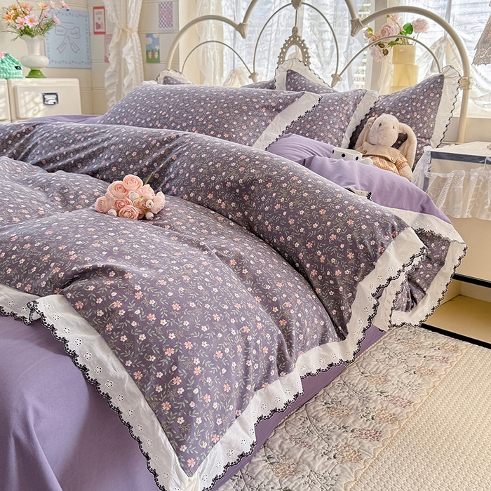 91家纺网 家纺一手货源 找家纺 莉莉安家纺 2026新款古法水洗云感棉印花单枕套 古法-紫藤漫想