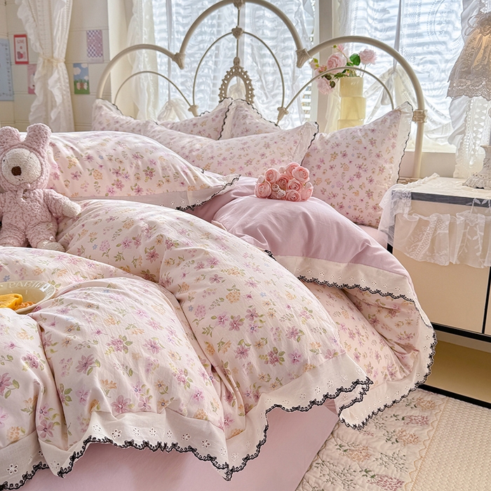 91家纺网 家纺一手货源 找家纺 莉莉安家纺 2026新款古法水洗云感棉印花单枕套 古法-粉漾