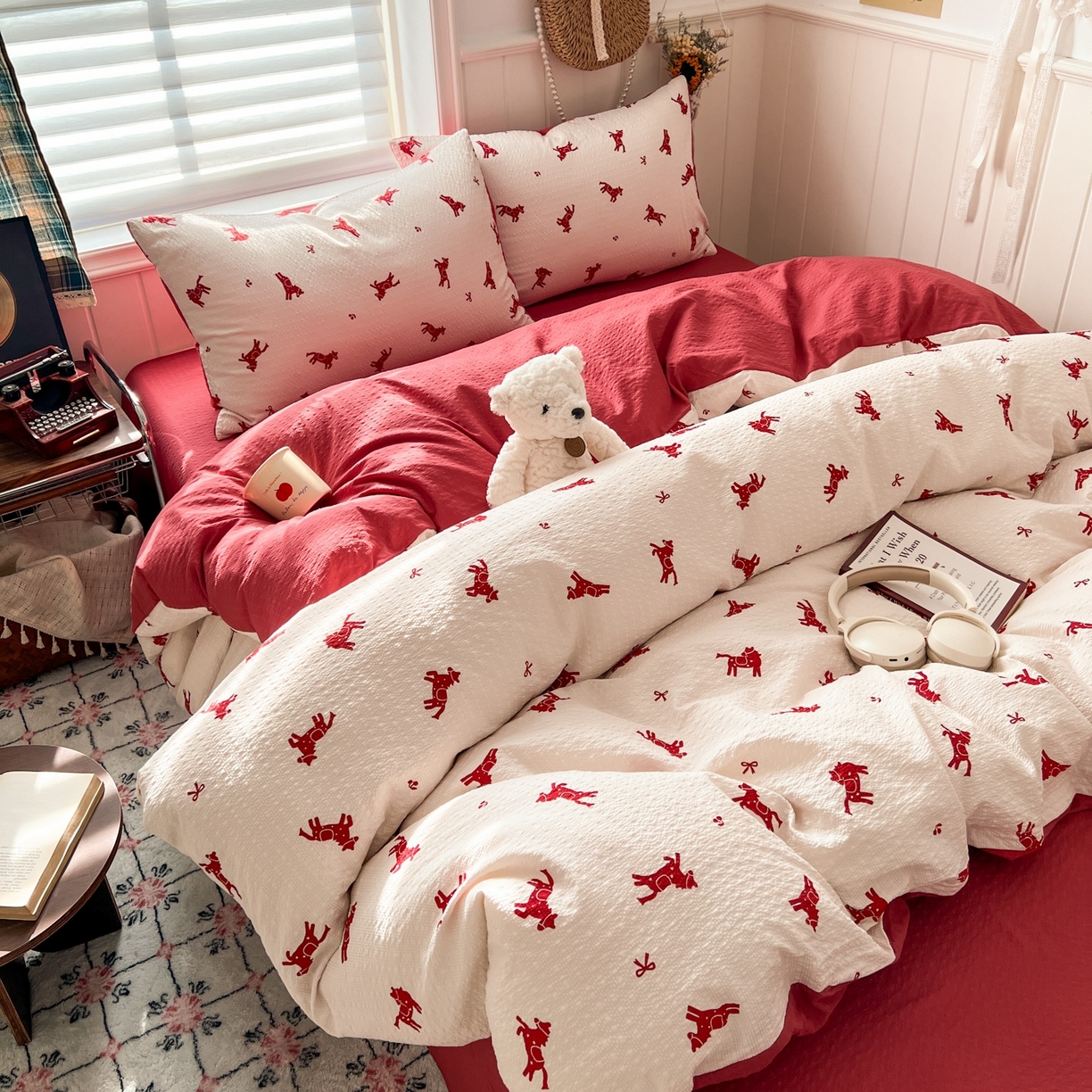 91家纺网 家纺一手货源 找家纺 水木坊 2026春夏新款高品质泡芙普通款四件套 马上有钱