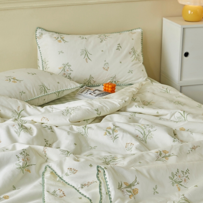 91家纺网 家纺一手货源 找家纺 暖阳 2026新款全棉贝壳边棉花夏被夏凉被空调被 花的温存