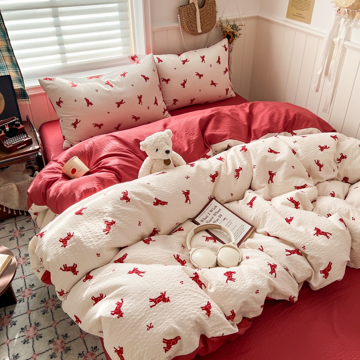 91家纺网 家纺一手货源 找家纺 水木坊 2026春夏新款高品质泡芙普通款四件套 马上有钱