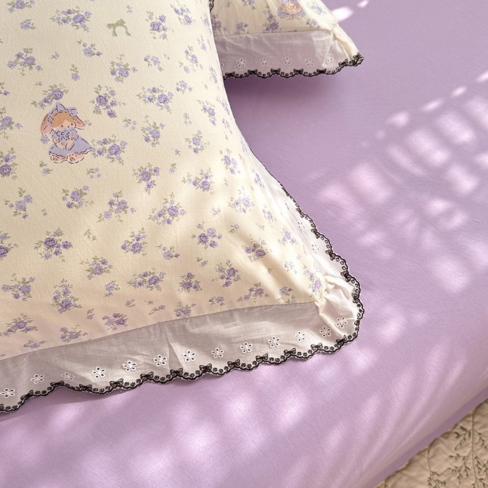 91家纺网 家纺一手货源 找家纺 莉莉安家纺 2026新款古法水洗云感棉印花单枕套 古法-花田兔