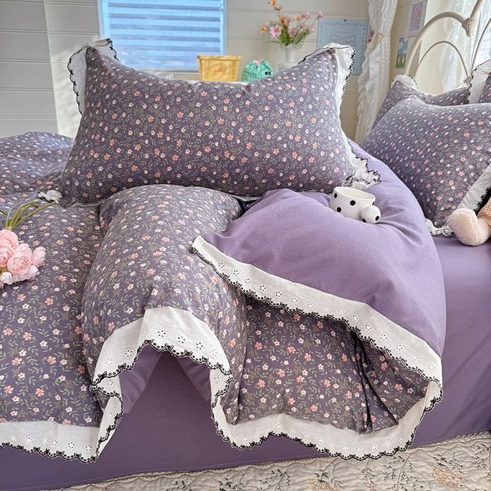 91家纺网 家纺一手货源 找家纺 莉莉安家纺 2026新款古法水洗云感棉印花单枕套 古法-紫藤漫想