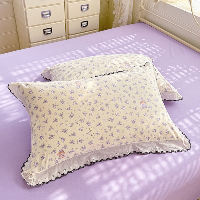 莉莉安家纺 2026新款古法水洗云感棉印花单枕套 古法-花田兔