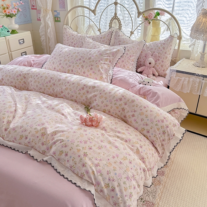 91家纺网 家纺一手货源 找家纺 莉莉安家纺 2026新款古法水洗云感棉印花单枕套 古法-粉漾