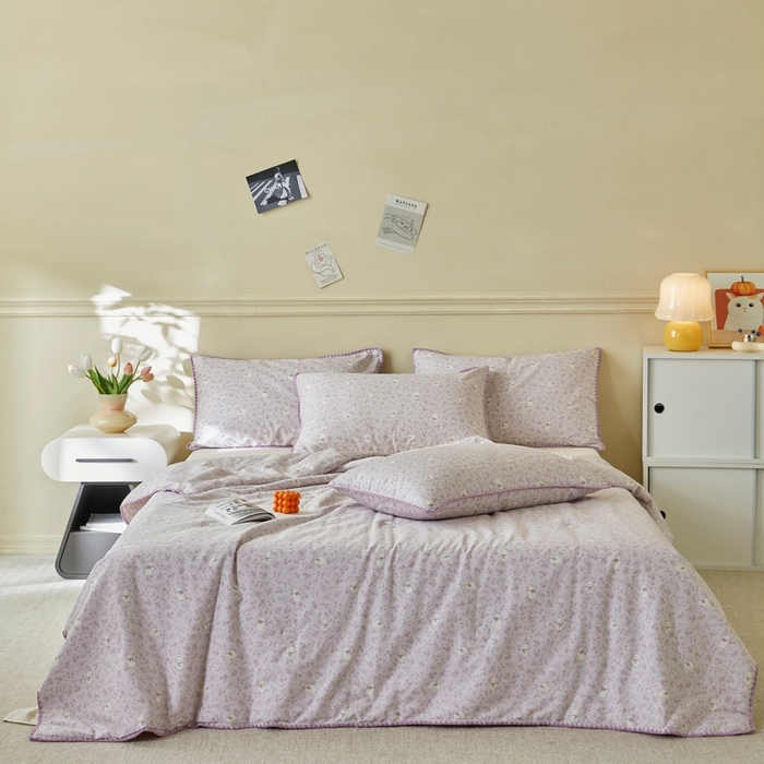 91家纺网 家纺一手货源 找家纺 暖阳 2026新款全棉贝壳边棉花夏被夏凉被空调被 莫伊