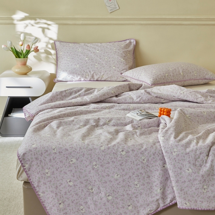 91家纺网 家纺一手货源 找家纺 暖阳 2026新款全棉贝壳边棉花夏被夏凉被空调被 莫伊