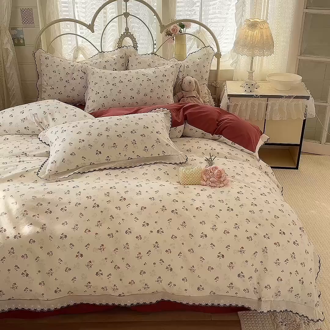 91家纺网 家纺一手货源 找家纺 莉莉安家纺 2026新款古法水洗云感棉印花单枕套 古法-花影如梦